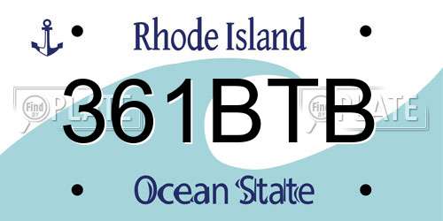 361BTB Rhode Island License Plate