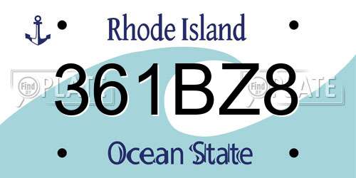 361BZ8 Rhode Island License Plate