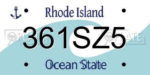 361SZ5 Rhode Island License Plate