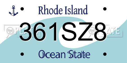 361SZ8 Rhode Island License Plate