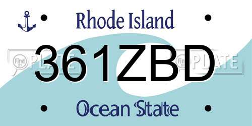 361ZBD Rhode Island License Plate