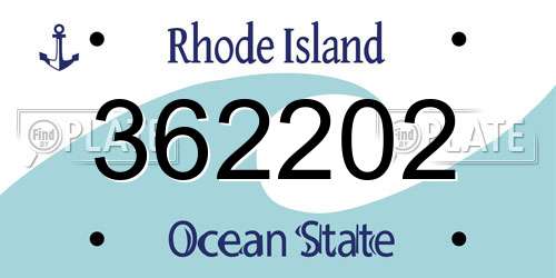 362202 Rhode Island License Plate