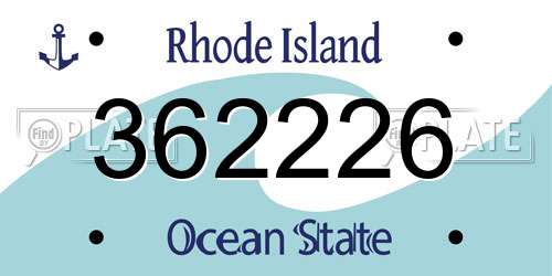 362226 Rhode Island License Plate