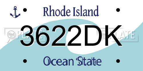 3622DK Rhode Island License Plate