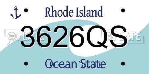 3626QS Rhode Island License Plate