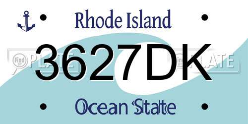 3627DK Rhode Island License Plate