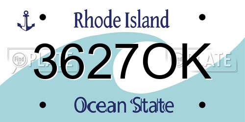 3627OK Rhode Island License Plate