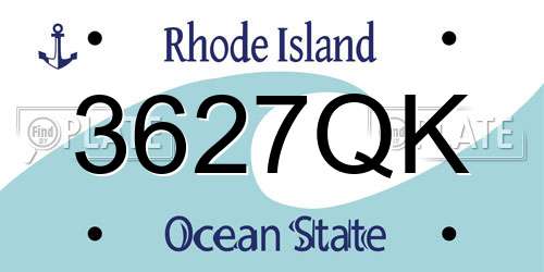 3627QK Rhode Island License Plate