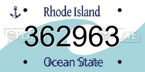 362963 Rhode Island License Plate