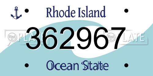 362967 Rhode Island License Plate