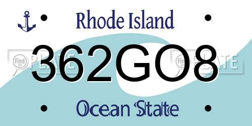 362GO8 Rhode Island License Plate