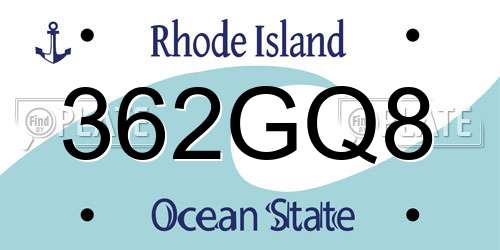362GQ8 Rhode Island License Plate