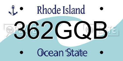 362GQB Rhode Island License Plate