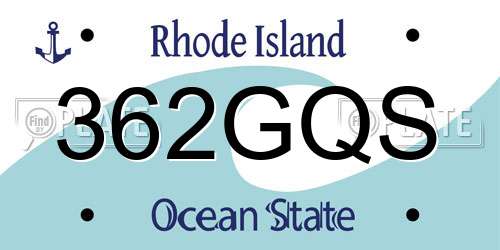 362GQS Rhode Island License Plate