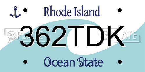 362TDK Rhode Island License Plate