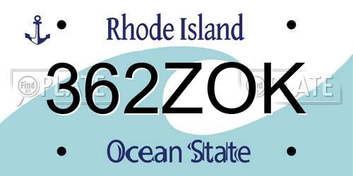 362ZOK Rhode Island License Plate