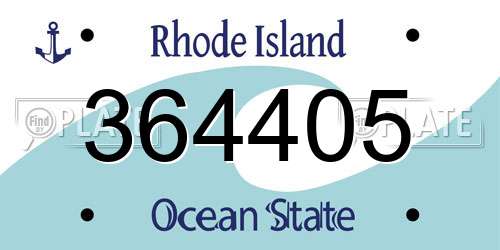 364405 Rhode Island License Plate