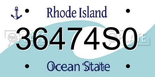 36474S0 Rhode Island License Plate
