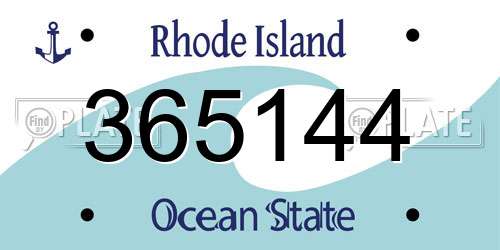 365144 Rhode Island License Plate