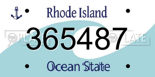 365487 Rhode Island License Plate