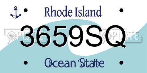 3659SQ Rhode Island License Plate