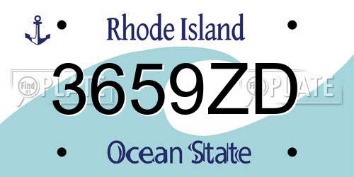 3659ZD Rhode Island License Plate