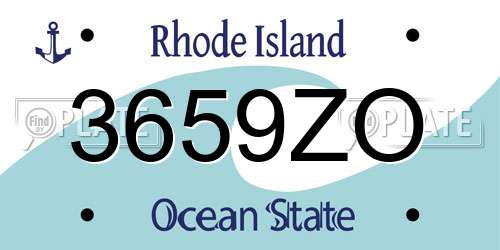 3659ZO Rhode Island License Plate
