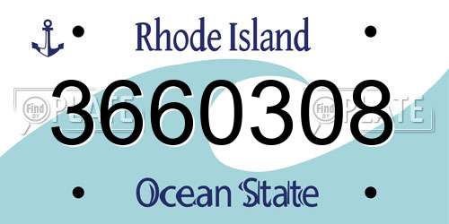 3660308 Rhode Island License Plate