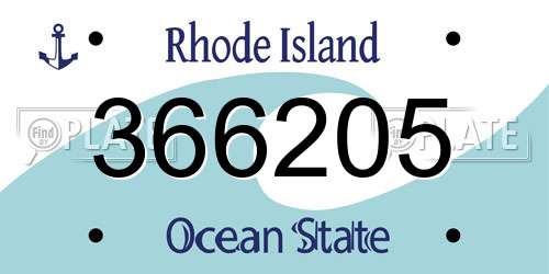 366205 Rhode Island License Plate