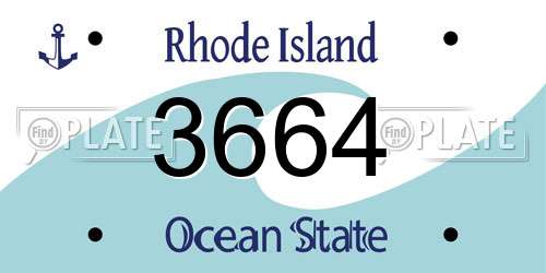 3664 Rhode Island License Plate