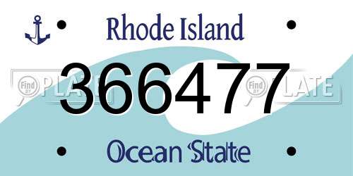 366477 Rhode Island License Plate