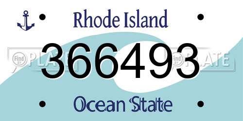 366493 Rhode Island License Plate