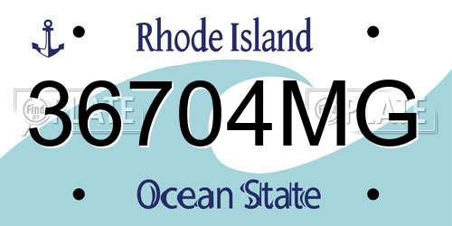 36704MG Rhode Island License Plate