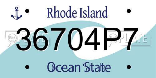 36704P7 Rhode Island License Plate