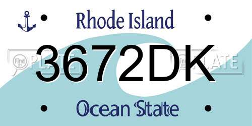 3672DK Rhode Island License Plate