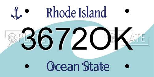 3672OK Rhode Island License Plate