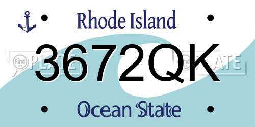 3672QK Rhode Island License Plate