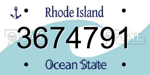 3674791 Rhode Island License Plate
