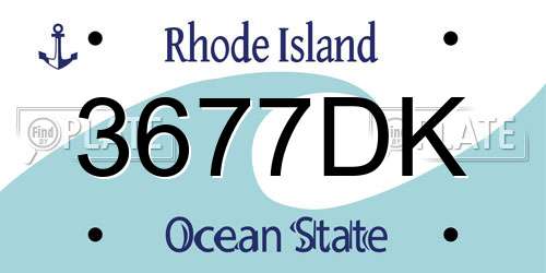 3677DK Rhode Island License Plate