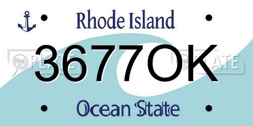 3677OK Rhode Island License Plate
