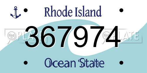 367974 Rhode Island License Plate