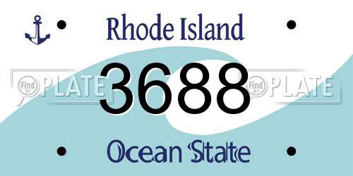 3688 Rhode Island License Plate