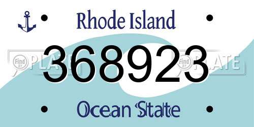 368923 Rhode Island License Plate