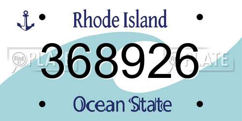 368926 Rhode Island License Plate