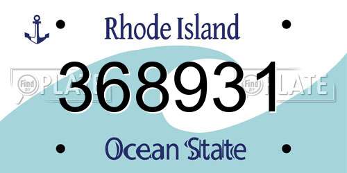 368931 Rhode Island License Plate