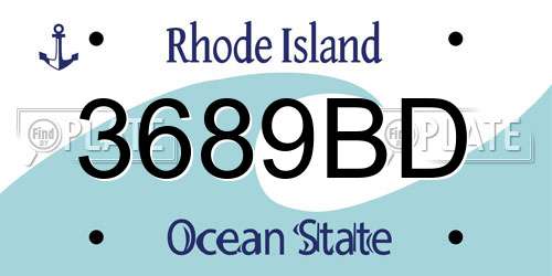 3689BD Rhode Island License Plate