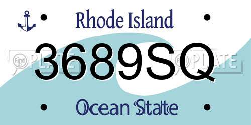 3689SQ Rhode Island License Plate