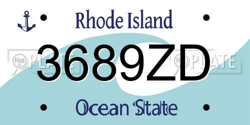 3689ZD Rhode Island License Plate