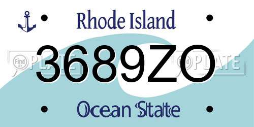 3689ZO Rhode Island License Plate