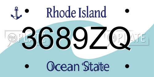 3689ZQ Rhode Island License Plate